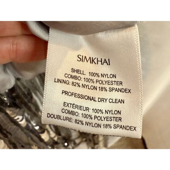 SIMKHAI Ayala Gown Silver Sequin Fringe Dress NWT  - Size 2 - Picture 7 of 16